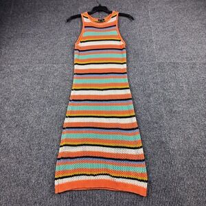 Art Class Girls XL 14/16 Crochet Knit Striped Midi Tank Dress Orange Multi Color